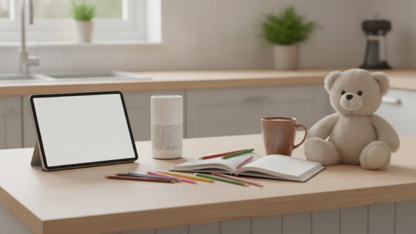 generationen uebersicht generation alpha Tablet Sprachassistent und Malstifte als Symbol für die Generation Alpha im Vergleich zur Generation Z