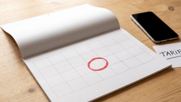 Rot eingekreister Kalendertag mit Smartphone und Notizzettel Tarif als Black-Friday-Termin