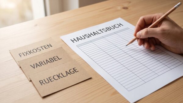 haushaltsbuch vorlage aufbau 1 Haushaltsbuch-Vorlage auf Papier mit Registerkarten fĂĽr Fixkosten, variable Ausgaben und RĂĽcklage