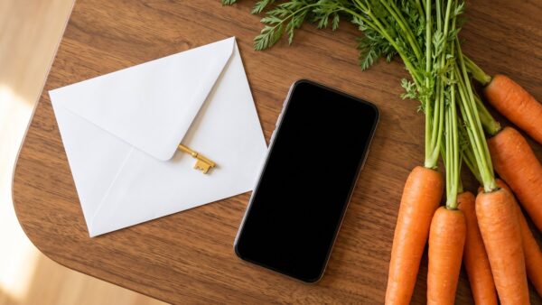 hellofresh login bild 1 Briefumschlag mit SchlĂĽssel neben einem Smartphone als Symbol fĂĽr den HelloFresh Login ohne Passwort per E-Mail-Link