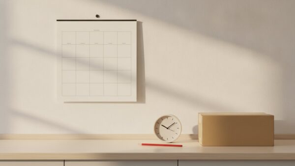 hellofresh login bild 2 Wandkalender und Küchenuhr neben einem Versandkarton – der HelloFresh Bestellschluss hängt am Liefertag