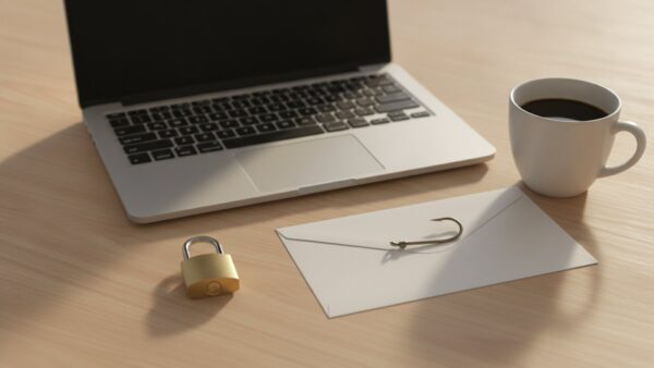 hellofresh login bild 4 Laptop mit Vorhängeschloss und Angelhaken auf einem Briefumschlag – Login-Probleme und Phishing-Mails bei HelloFresh erkennen