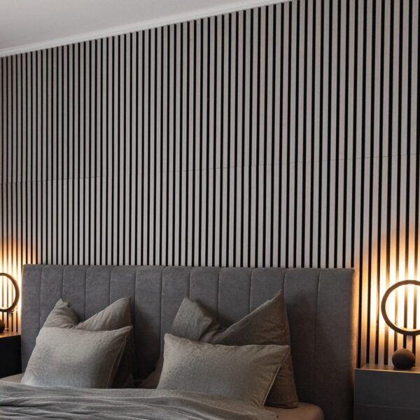 HOME DELUXE Wandpaneel Akustikpaneel Lamellenwand SONIC in Grey Oak, 40x80 cm