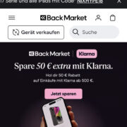 50 € Rabatt bei Backmarket über Klarna ab 500€