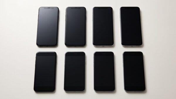ios 27 funktionen bild 1 Zwei Reihen Smartphones verschiedener Baujahre mit ausgeschalteten Displays im Vergleich