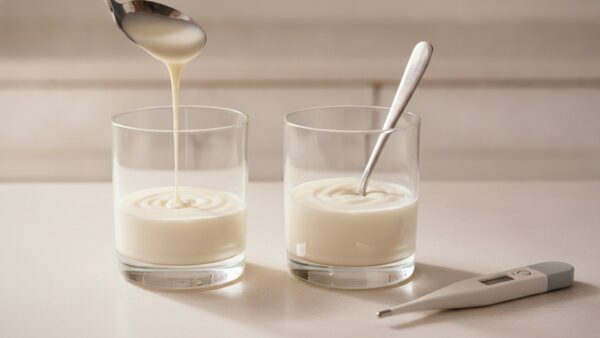 joghurt selber machen konsistenz Selbstgemachter Joghurt wird fluessig oder stichfest: zwei Glaeser im direkten Vergleich