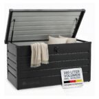 Juskys Metall Aufbewahrungsbox Limani 380 Liter, wasserdicht und abschließbar, Gartenbox und Auflagenbox