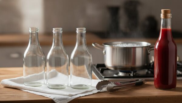 ketchup selber machen flaschen Sterilisierte Flaschen zum heiĂźen AbfĂĽllen von selbstgemachtem Ketchup