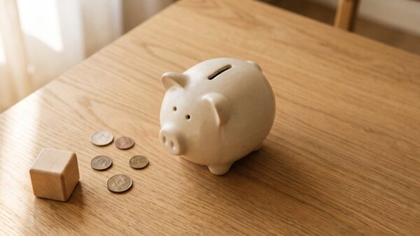 kindergeld 2027 bild 1 Sparschwein und Kinderhand auf einem hellen Holztisch