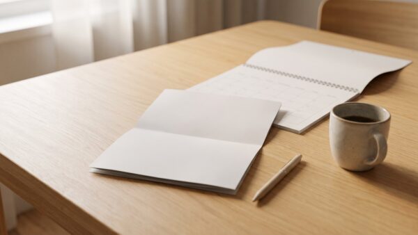 kindergeld 2027 bild 4 Kontoauszug und Kalender auf einem Kuechentisch