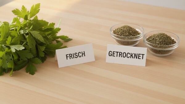 Frische und getrocknete Kräuter für Kräuterbutter selber machen im Vergleich