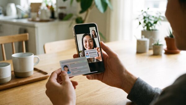 legitimation videoident videochat VideoIdent-Verfahren per Smartphone: Ausweis wird in die Kamera gehalten