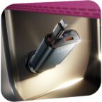 LISEN 57W Zigarettenanzünder USB C 3 in 1 Auto Ladegerät mit einziehbarem Ladekabel, PD & QC3.0