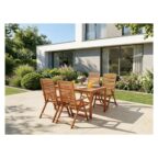 LIVARNO Akazie-Set Sevilla 7-teilig mit Gartentisch und 6 Klappsesseln aus Akazienholz