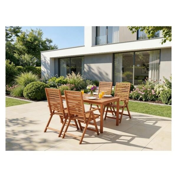 LIVARNO Akazie-Set Sevilla 7-teilig mit Gartentisch und 6 Klappsesseln aus Akazienholz