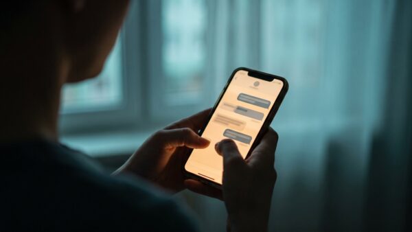 love scamming inline 1 chat Love Scamming Chatverlauf auf dem Smartphone am Abend