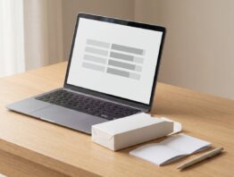 Medizinfuchs Preisvergleich am Notebook: Vergleichsliste für Apothekenprodukte auf dem Schreibtisch