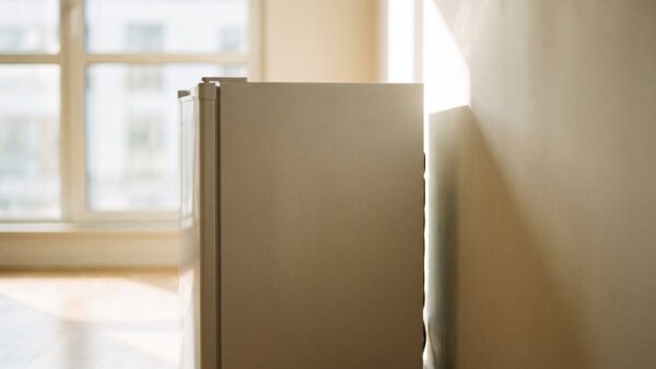 Kleiner Kühlschrank frei stehend mit Abstand zur Wand