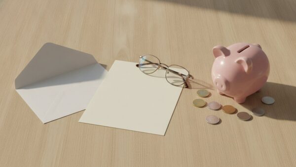 minijob stunden rentenversicherung Brief, Lesebrille, Sparschwein und Muenzen als Sinnbild fuer die Rentenversicherung im Minijob