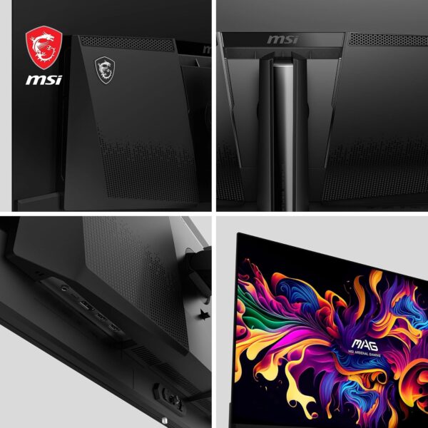 msi mag 321upx qd oled anschluesse AnschlĂŒsse und StandfuĂ des MSI MAG 321UPX QD-OLED Gaming-Monitors
