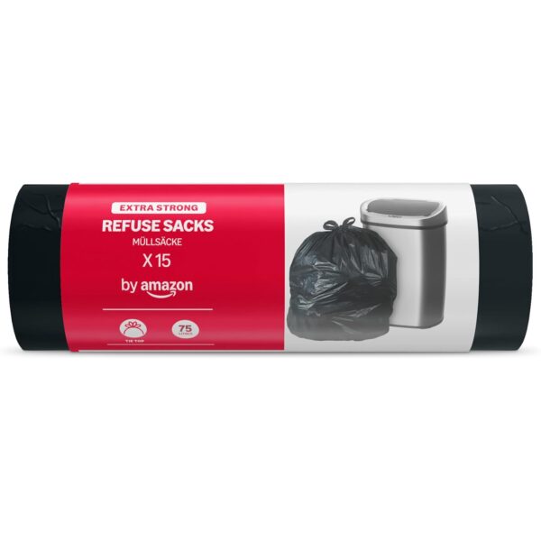 muellsaecke 75 liter by amazon by Amazon Extrastarker Müllsack (Bindegriff) 15 x 75 Liter