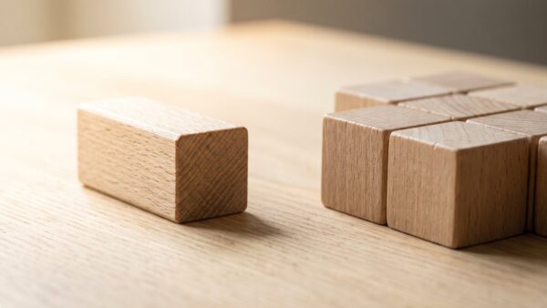 nasdaq 100 etf bild 1 Holzbausteine, von denen einer abseits aussortiert liegt