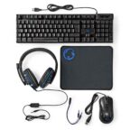 NEDIS 5-in-1 Gaming-Set mit beleuchteter QWERTZ-Tastatur, Maus, Headset und Mauspad