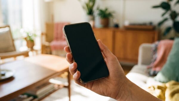 neobroker vergleich bild 3 Hand hÀlt ein Smartphone mit dunklem Bildschirm