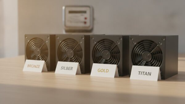 netzteil berechnen effizienz Vier PC-Netzteile mit den Effizienzklassen Bronze, Silber, Gold und Titan