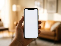 Gesperrtes Smartphone in der Hand mit leerem Bildschirm