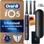Oral-B iO Series 5 Plus Edition Elektrische Zahnbürste Matt Black mit 3 Aufsteckbürsten und Reise-Etui