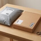 Versandtüte und Karton nebeneinander auf einem Tisch beim Paket in Tüte verschicken