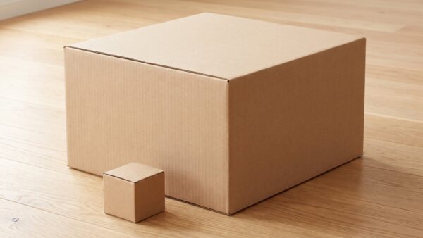 paketweiterleitung bild 2 GroĂźer und kleiner unbedruckter Karton nebeneinander