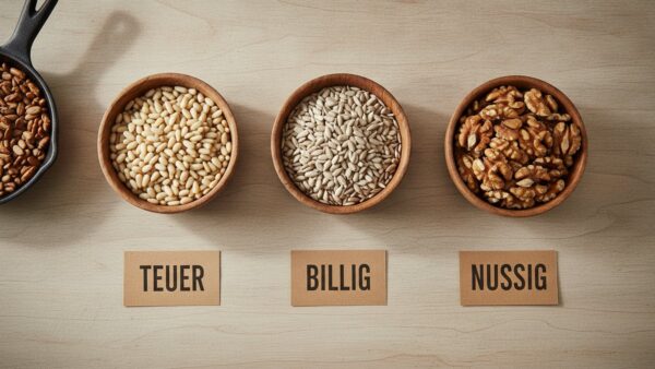 Pinienkerne Sonnenblumenkerne und Walnuesse als Nuss-Alternative im Pesto
