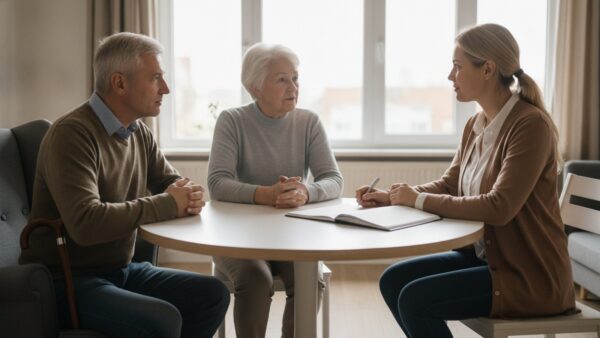 pflegegrad begutachtungstermin Begutachtungstermin für den Pflegegrad mit Angehörigen am Tisch vorbereiten