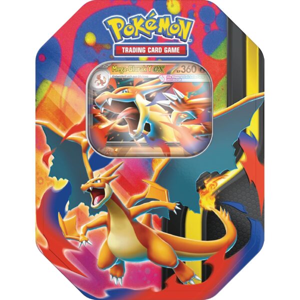 Pokémon-Sammelkartenspiel: Tin-Box Mega-Glurak – Mega-Glurak Y-ex (4 Boosterpacks und 1 holografische Promokarte)