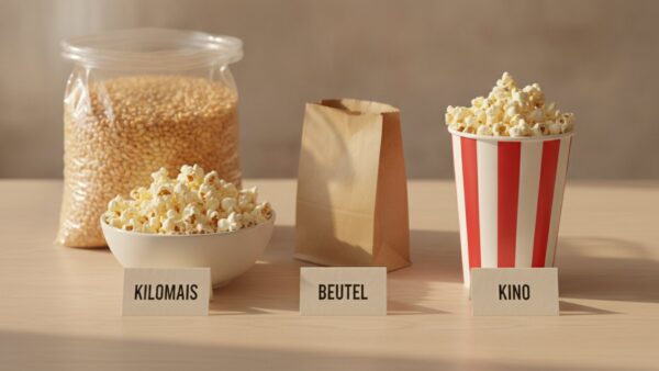 popcorn selber machen preisvergleich Preisvergleich Popcorn selber machen: Kilomais, Mikrowellenbeutel und Kinobecher nebeneinander