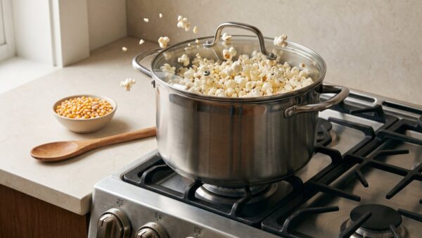 popcorn selber machen topf Popcorn selber machen im Topf auf dem Herd mit Glasdeckel und Puffmais