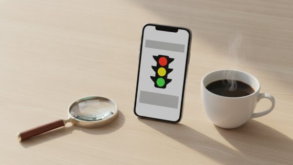 Mann prüft Online-Shop per Smartphone auf Seriosität