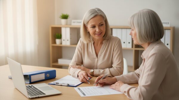 Beratungsgespräch zum Rentensplitting in einer Auskunftsstelle der Rentenversicherung