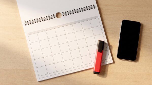 schubladenvertrag bild 2 Leerer Kalender mit Textmarker zum Eintragen des KĂŒndigungstermins
