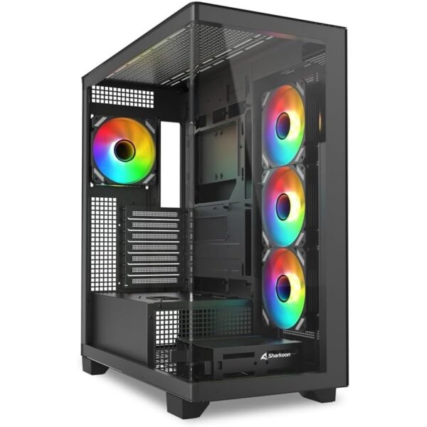 Sharkoon ELITE SHARK CA500 ATX-Gehäuse mit Glasfront und vier ARGB-Lüftern