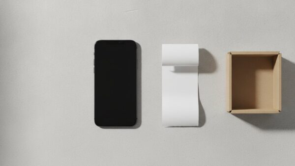shell clubsmart bild 3 Smartphone mit schwarzem Bildschirm neben leerem Bon auf heller Fläche