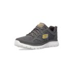 Skechers Burns-Agoura Herren Turnschuhe Charcoal Leather Mesh Trim