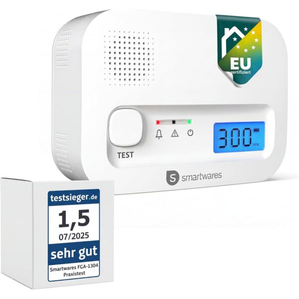 Smartwares FGA-13041 Kohlenmonoxidmelder mit Display und Testknopf