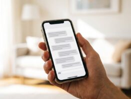 Smartphone mit leerer Nachrichtenansicht in der Hand