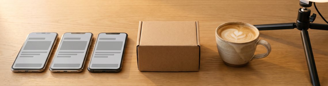 Smartphones und Paket zum Thema Social Shopping