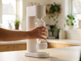 Flasche wird in den Wassersprudler eingesetzt