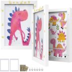 SONGMICS Bilderrahmen 2er Set, A4, für Kinderzeichnungen, Glas mattweiß