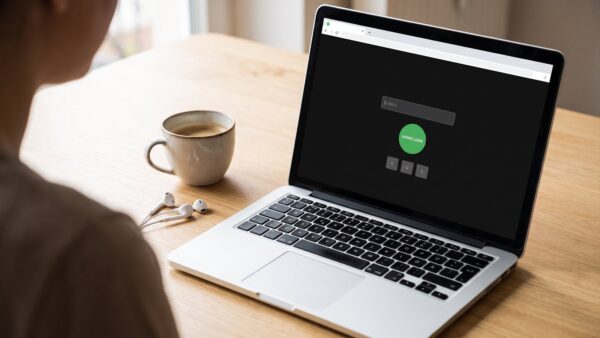 Spotify Login am Laptop mit Anmeldemaske im Browser